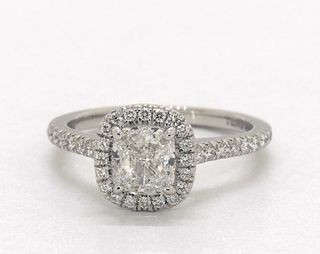 James Allen + Cushion Cut Diamond Cushion Outline Pavé Engagement Ring