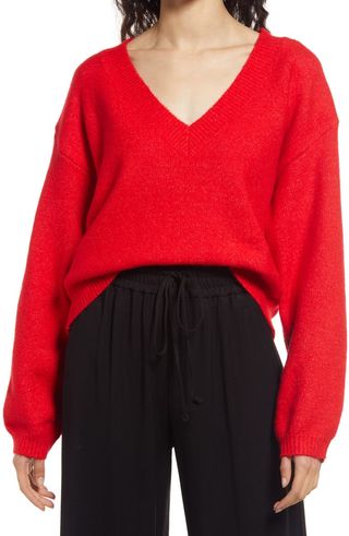 Open Edit + V-Neck Crop Pullover