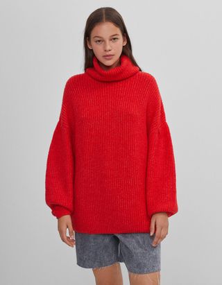 Bershka + Roll Neck Chunky Sweater