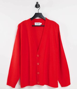 Collusion + Boxy Knitted Cardigan in Red