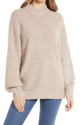 Halogen + Oversize Mock Neck Sweater