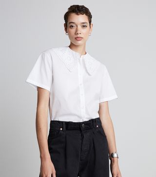 Who What Wear Collection + Eyelet Embroidered Collared Shirt