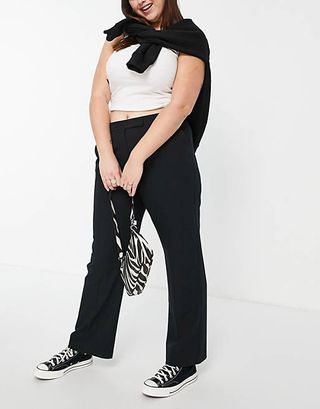 ASOS + Curve Tailored Straight Leg Trousers in Black
