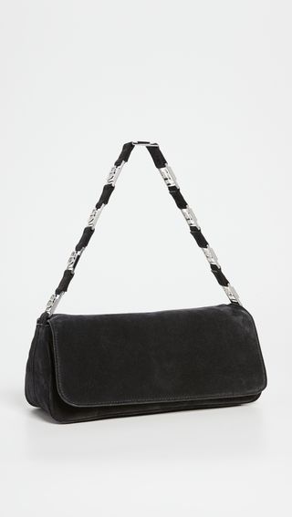 BY FAR + Daisy Black Suede Leather Bag