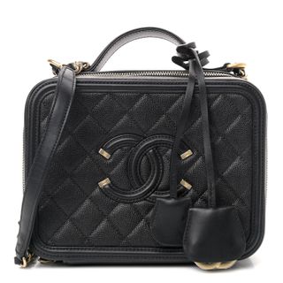 Chanel + Pre-Owned Caviar Quilted Medium CC Filigree Vanity Case