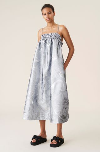 Ganni + Shiny Jacquard Strap Dress