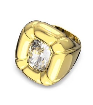 Swarovski + Dulcis Cocktail Ring, Cushion Cut Crystals, Yellow, Gold-Tone Plated