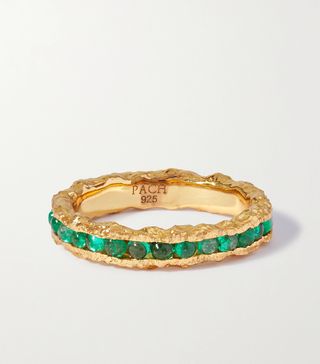 Pacharee + Hammered Gold-Plated Emerald Ring