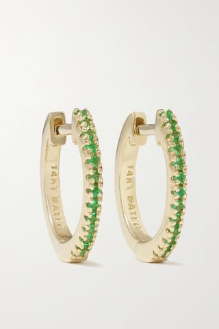 Mateo + 14-Karat Gold Emerald Hoop Earrings