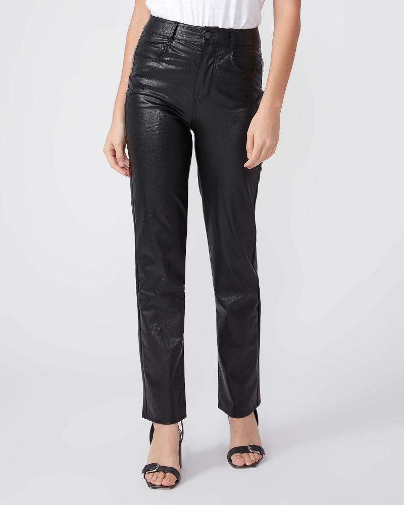 Paige + Stella Straight in Black Vegan Leather