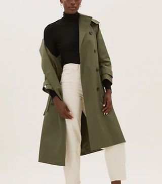 M&S + Pure Cotton Stormwear Belted Trench Coat