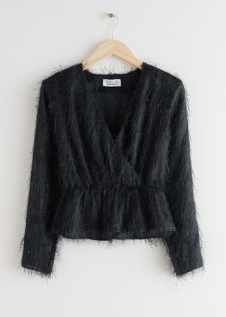 & Other Stories + Fuzzy Jacquard Wrap Top