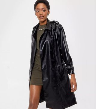 Nasty Gal + Faux Leather Belted Longline Trench Coat