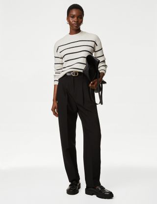M&S Collection + Ribbed Striped Knitted Jumper