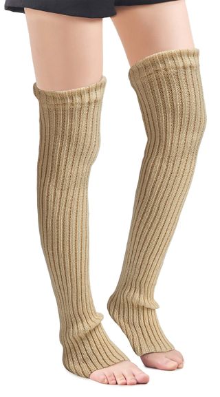 Leotruny Store + Winter Over Knee High Footless Socks Knit Leg Warmers