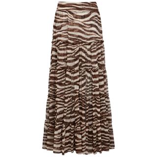 Misa + Ananda Zebra-Print Chiffon Maxi Skirt