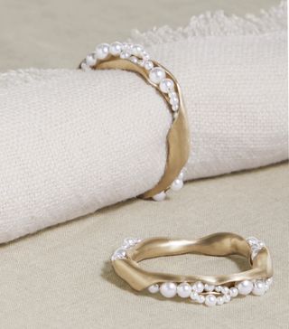 Completedworks + Set of Two Gold-Tone Faux Pearl Napkin Rings