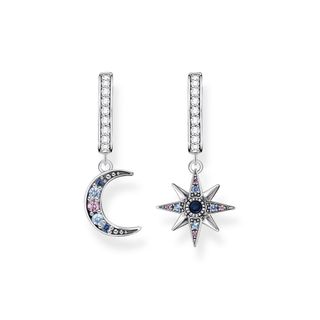 Thomas Sabo + Hoop Earrings Royalty Star & Moon Silver