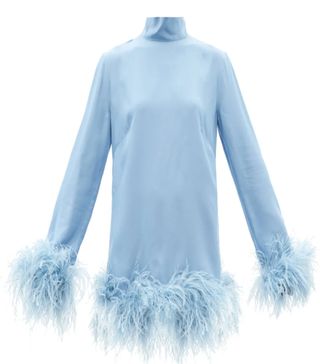 Taller Marmo + Gina Feather-Trimmed Silk-Blend Satin Dress