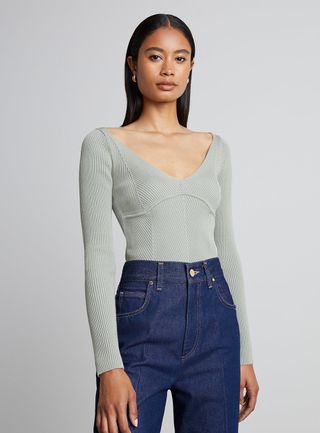 Who What Wear Collection + Anneliese Herringbone Long-Sleeve Top