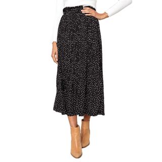 Exlura + High Waist Polka Dot Pleated Skirt
