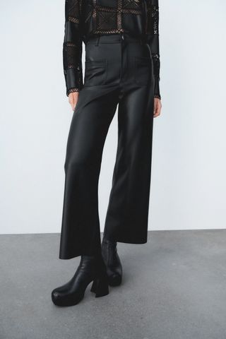 Zara + Faux Leather Marine Straight Pants