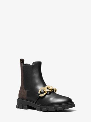 Michael Kors + Scarlett Embellished Leather and Logo Boot