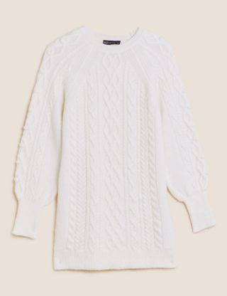 Marks and Spencer + Cable Knit Mini Jumper Dress