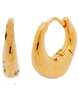 Monica Vinader + Deia Huggie Hoop Earrings in Gold