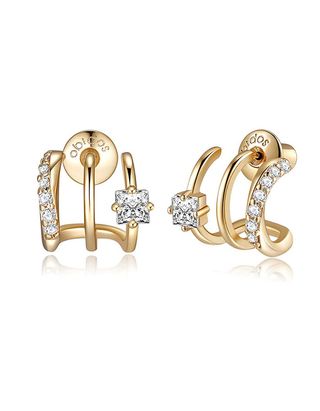 Obidos + 14k Gold Plated Triple Huggie Illusion Stud Earrings