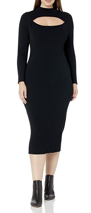 The Drop + Chantal Fitted Cutout Rib Midi Sweater Dress