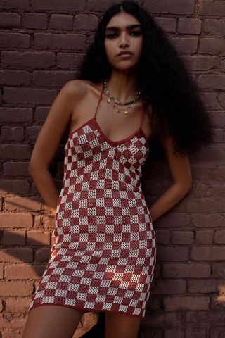 Urban Outfitters + Jacky Checkered Knit Mini Dress