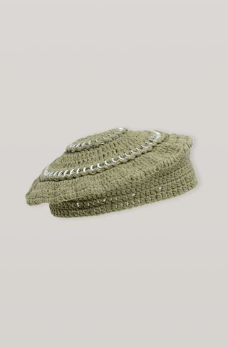 Ganni + Crochet Disc-Embellished Beret