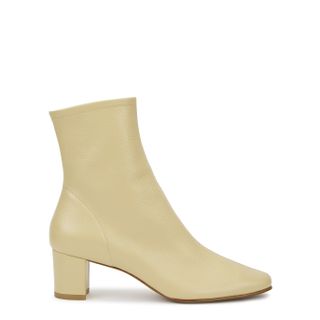 By Far + Sofia 65 Sand Leather Ankle Boots