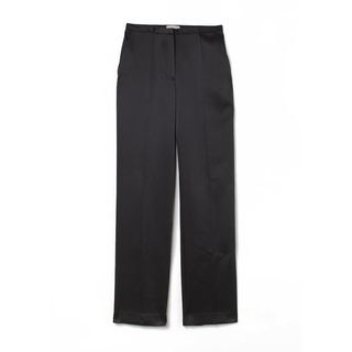 H&M + Straight-Leg Satin Pants With Creases