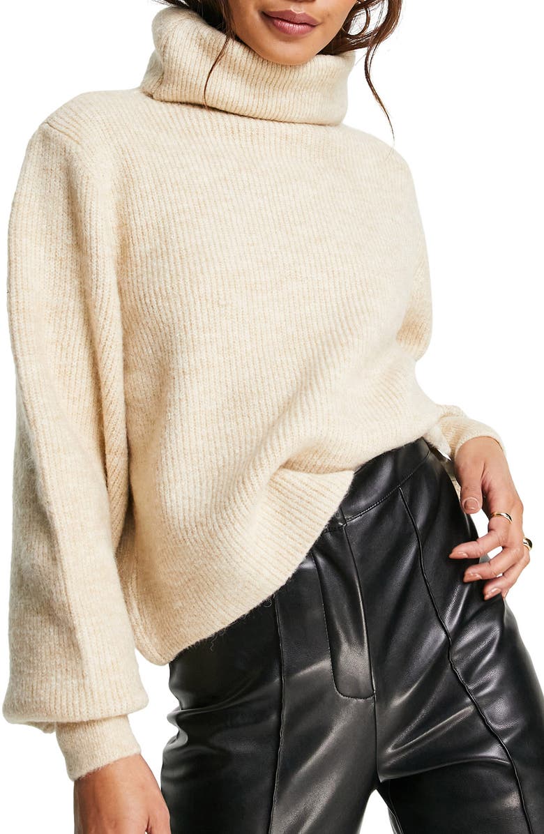 Topshop + Rib Crop Turtleneck Sweater