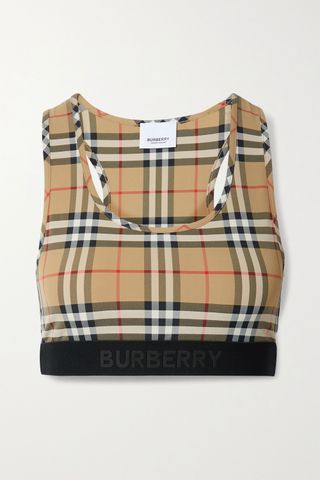 Burberry + Checked Stretch Sports Bra