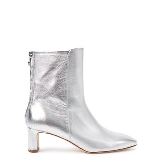 Aeyde + Donna 55 Silver Leather Ankle Boots