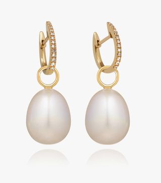 Annoushka + 18ct Gold Brown Diamond Baroque Pearl Earrings
