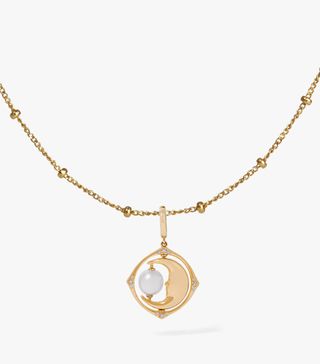 Annoushka + Mythology 18ct Gold Pearl Spinning Moon Mini Charm Necklace