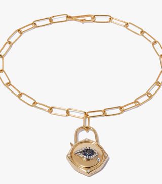Annoushka + Lovelock 14ct Gold Mini Cable Chain Evil Eye Charm Bracelet