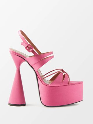 D'Accori + Belle Cone-Heel Satin Platform Sandals