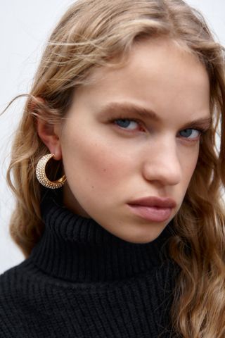 Zara + Sparkly Hoop Earrings