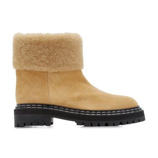 Proenza Schouler + Shearling-Lined Suede Lug-Sole Boots