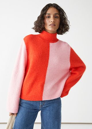 & Other Stories + Two-Tone Mock Neck Sweater