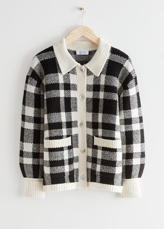 & Other Stories + Relaxed Shell Button Jacquard Cardigan