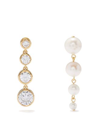 Completedworks + Mismatched Pearl and 14kt Gold-Vermeil Drop Earrings