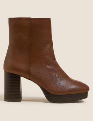 Marks & Spencer + Leather Platform Ankle Boots