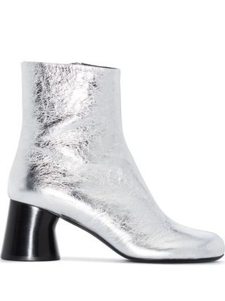 Khaite + Admiral Metallic Crinkled-Leather Ankle Boots