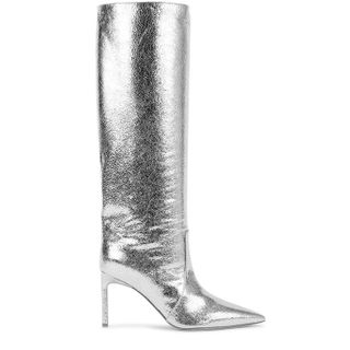 Bettina Vermillon + Josephine 85 Metallic Silver Leather Knee-High Boots